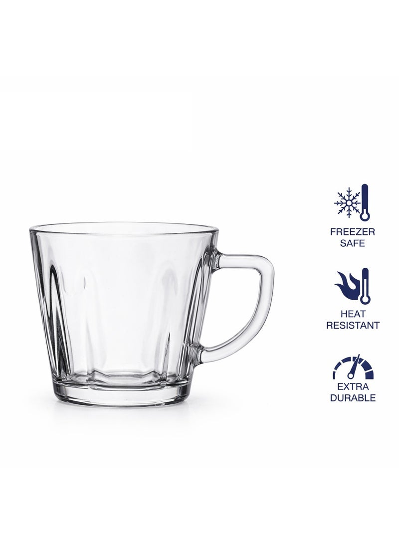 Tea Cups & Glass Coffee Mugs – 6pc Set, 260ml (8.8oz), Thermal Shock Resistant, BPA-Free Clear Glass, Heat Resistant, Extra Durable, Dishwasher Safe - Image 3